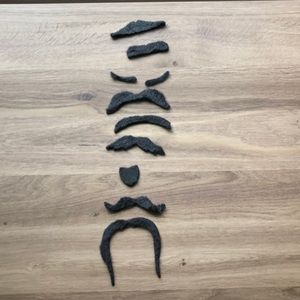 Lot of 8 peel-and-stick obviously fake mustaches (plus soul patch)